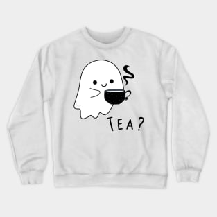 Cute ghost with a cup of hot tea Crewneck Sweatshirt